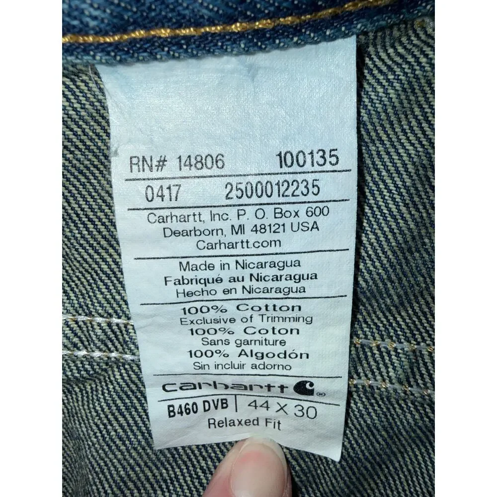 Mens‎ Carhartt B460 Relaxed Fit Jeans 44x30 Workwear Denim Durable